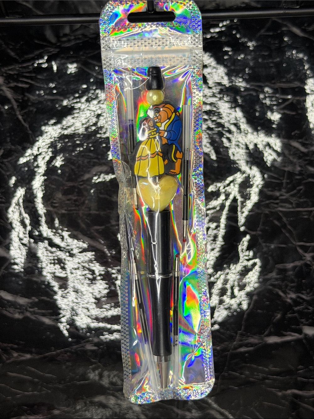 Beauty and the Beast Focal Bead Pen 
Black and Blue Ink